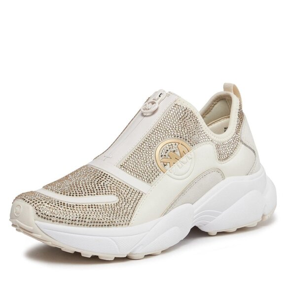 Michael Michael Kors Womens Round Toe Sami Zip Sneakers White Size 7.5M Defected - Picture 2 of 6